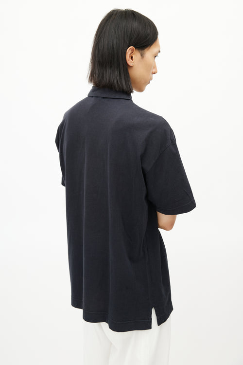 Issey Miyake Navy & White Polo Shirt