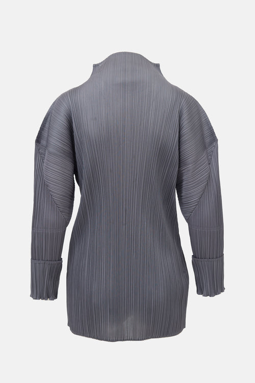 Issey Miyake Pleated Mock Neck Top