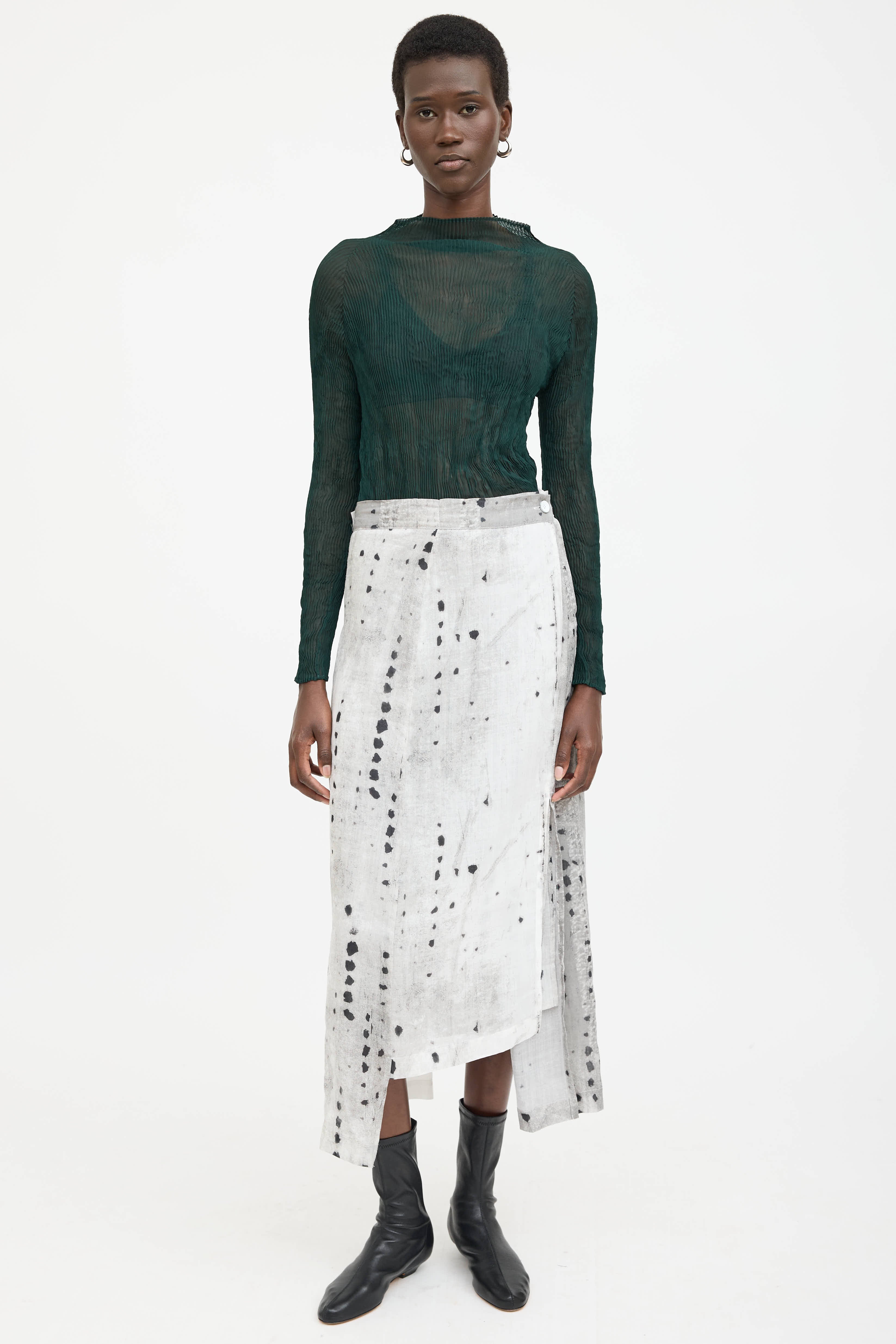 Issey Miyake Pleated Mock Neck Top