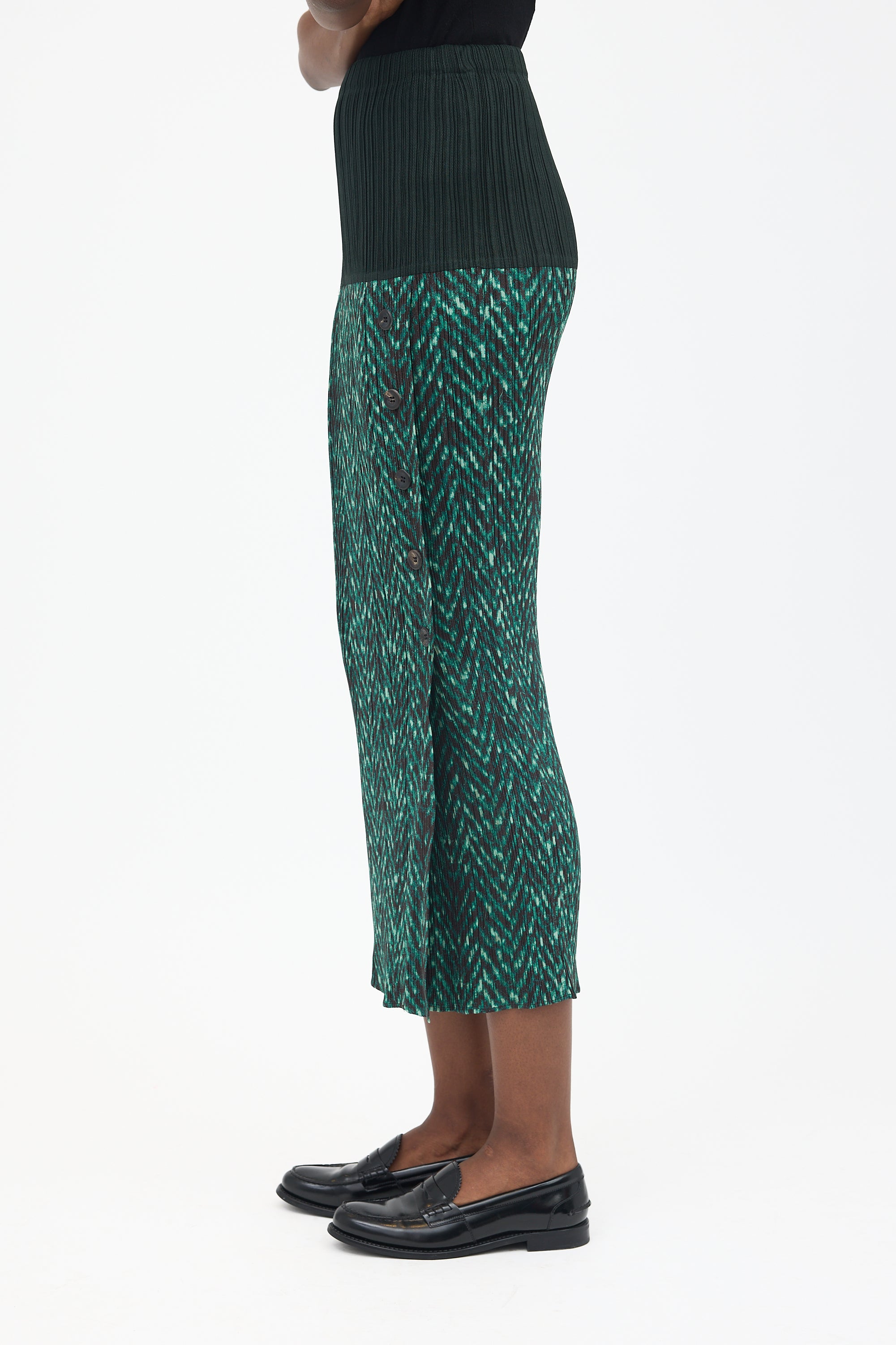 Issey Miyake Pleated Side Button Skirt