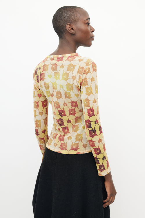 Issey Miyake Yellow & Orange Mesh Long Sleeve Top