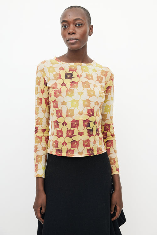 Issey Miyake Yellow & Orange Mesh Long Sleeve Top