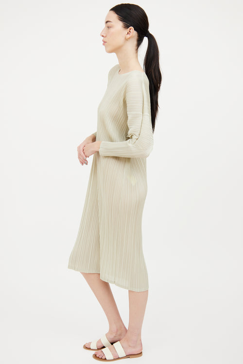Pleats Please Issey Miyake Light Green Pleated Dress