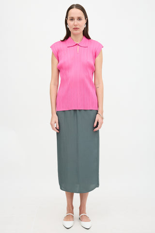 Issey Miyake Pleated Collar Blouse