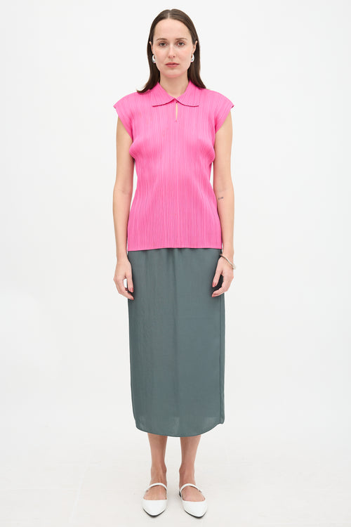 Issey Miyake Pleated Collar Blouse