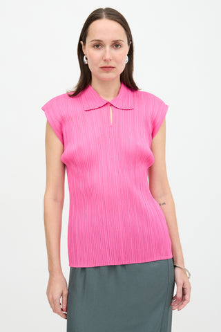 Issey Miyake Pleated Collar Blouse