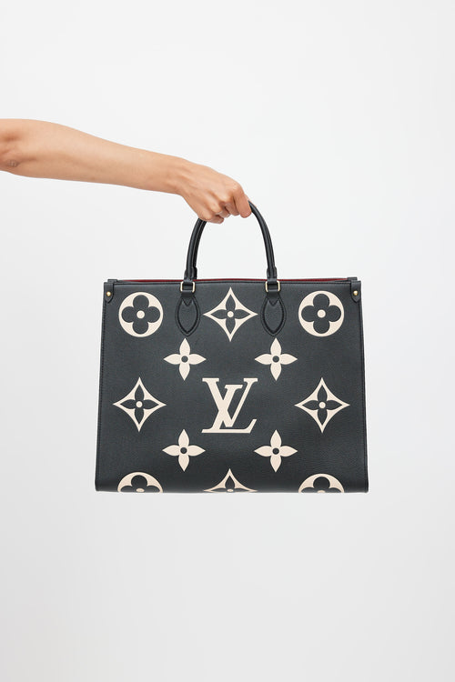 Louis Vuitton Black & Beige OnTheGo GM Monogram Empreinte Tote Bag