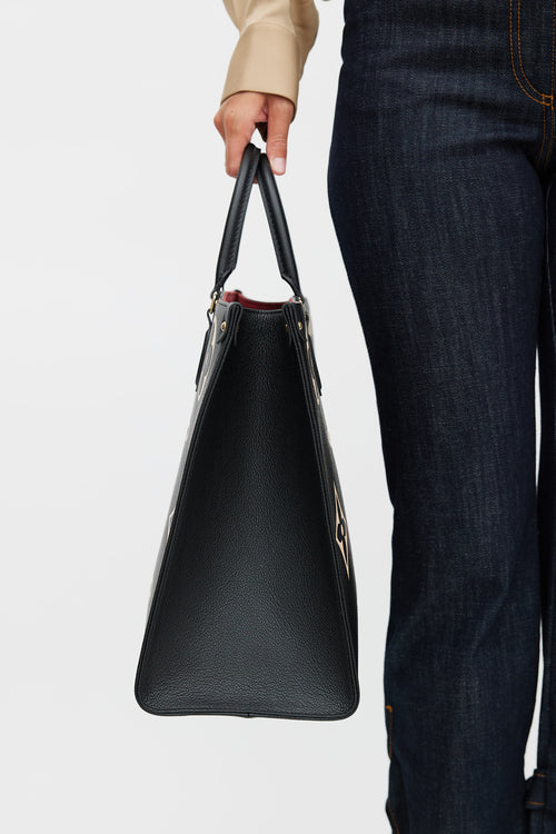 Louis Vuitton Black & Beige OnTheGo GM Monogram Empreinte Tote Bag