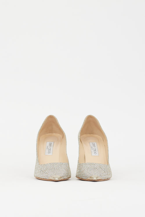 Jimmy Choo Silver & Gold Glitter Abel 100 Pump