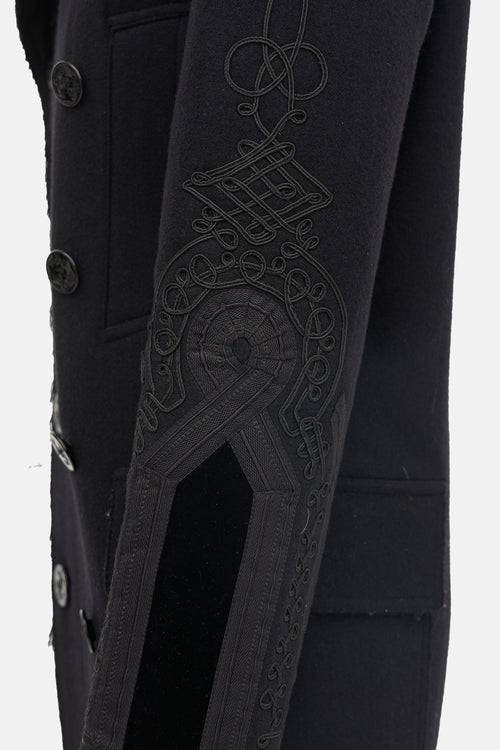Jean Paul Gaultier Black Double Breasted Wool Pea Coat