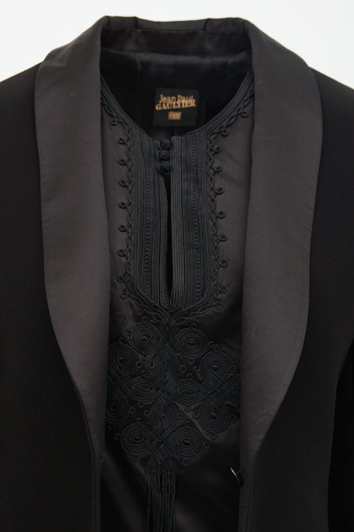 Jean Paul Gaultier Femme Black Embroidere Insert Blazer