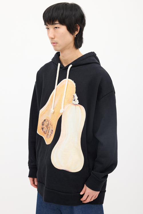 JW Anderson Black & Yellow Squash Graphic Hoodie