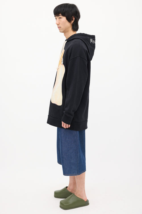 JW Anderson Black & Yellow Squash Graphic Hoodie