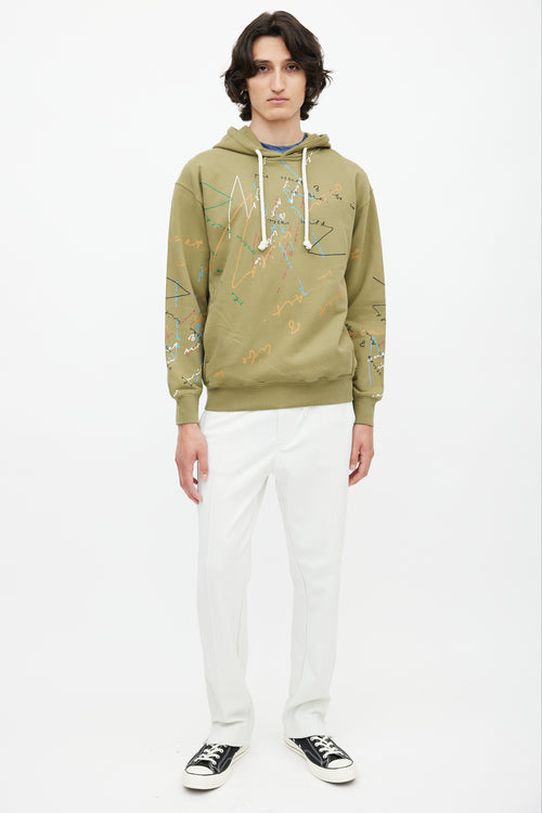 JW Anderson Green & Multicolour Scribble Hoodie