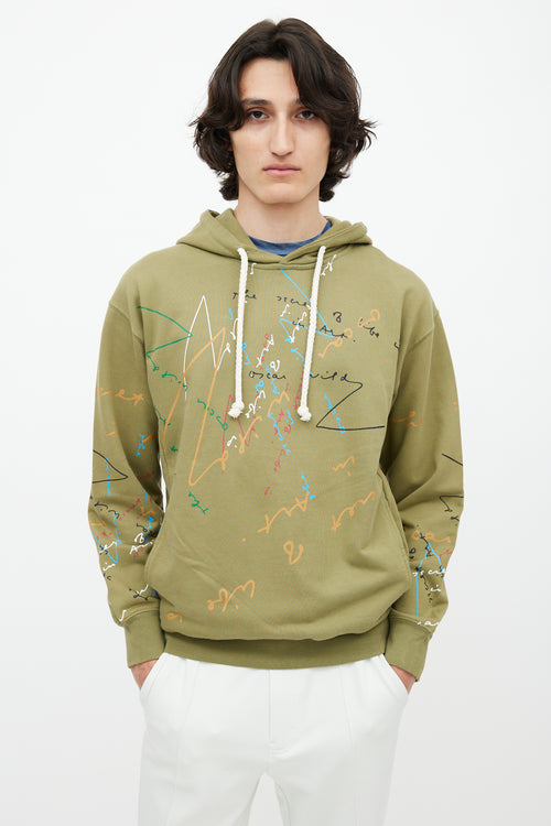 JW Anderson Green & Multicolour Scribble Hoodie