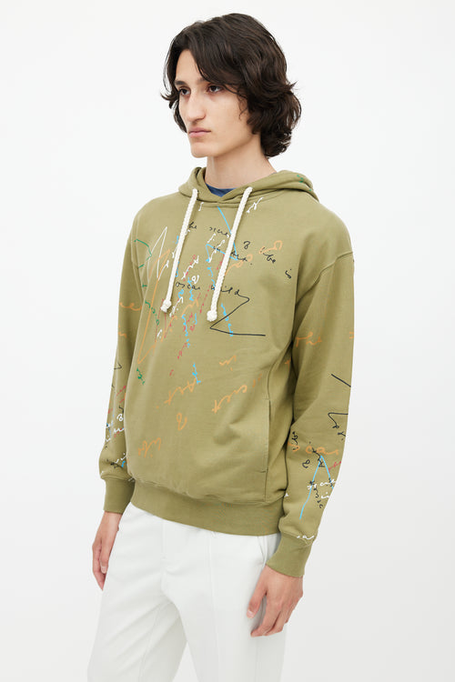 JW Anderson Green & Multicolour Scribble Hoodie