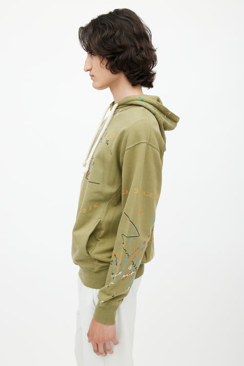 JW Anderson Green & Multicolour Scribble Hoodie