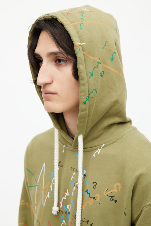JW Anderson Green & Multicolour Scribble Hoodie