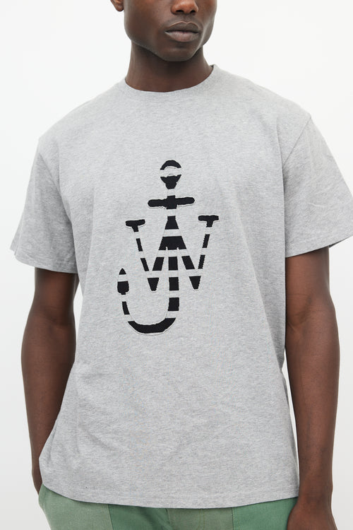 JW Anderson Grey & Black Anchor Logo T-Shirt