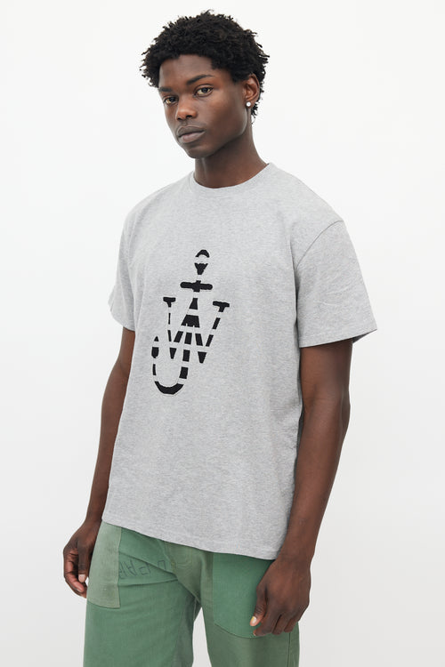 JW Anderson Grey & Black Anchor Logo T-Shirt