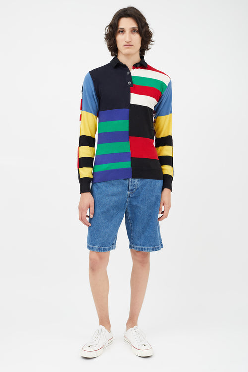 JW Anderson Black & Multicolour Panelled Long Sleeve Polo