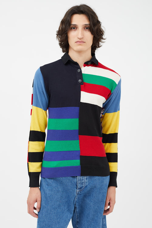 JW Anderson Black & Multicolour Panelled Long Sleeve Polo