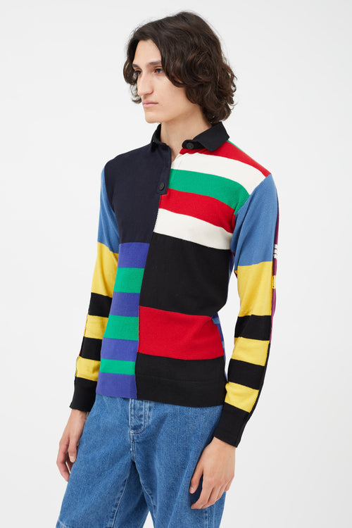 JW Anderson Black & Multicolour Panelled Long Sleeve Polo