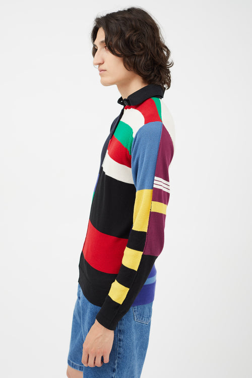 JW Anderson Black & Multicolour Panelled Long Sleeve Polo