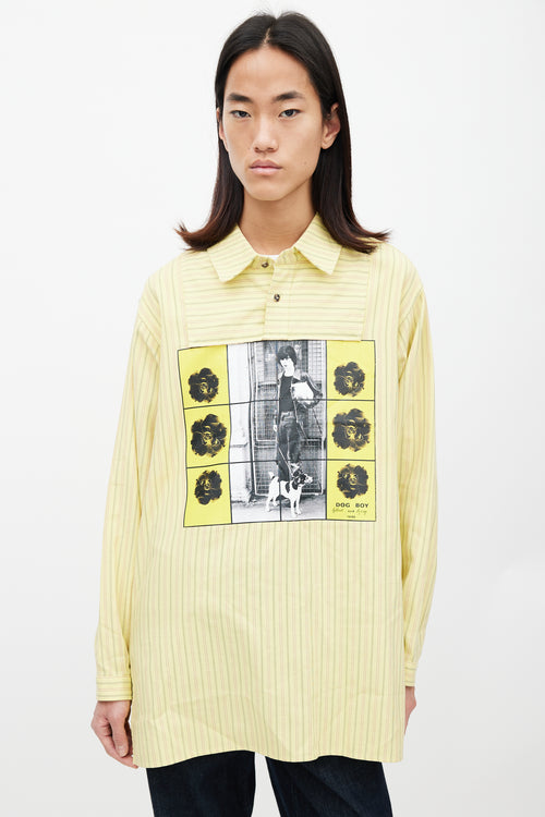 JW Anderson Yellow & Multicolour Printed Striped Shirt