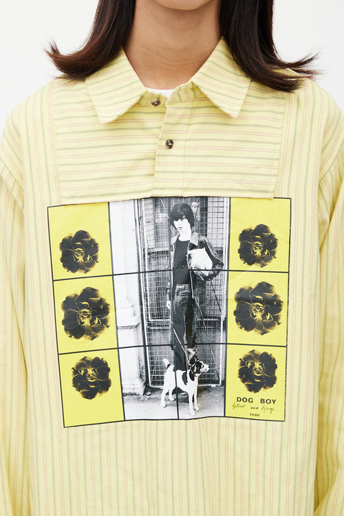 JW Anderson Yellow & Multicolour Printed Striped Shirt