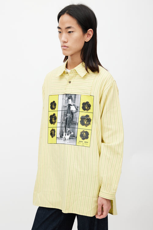 JW Anderson Yellow & Multicolour Printed Striped Shirt