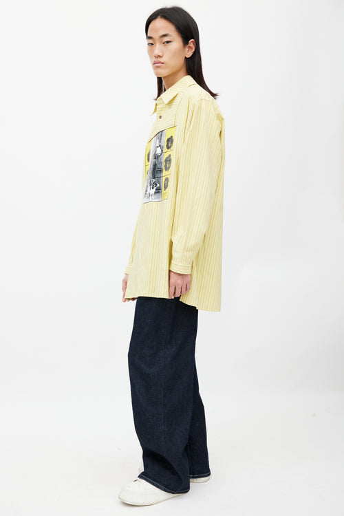 JW Anderson Yellow & Multicolour Printed Striped Shirt