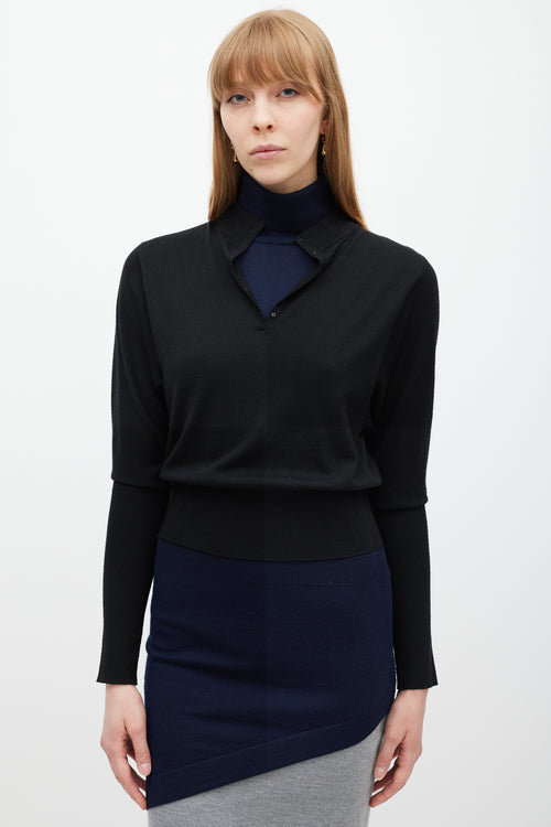 JW Anderson Black Navy & Grey Layered Sweater Dress