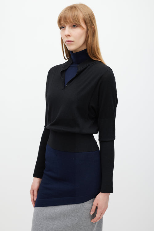 JW Anderson Black Navy & Grey Layered Sweater Dress