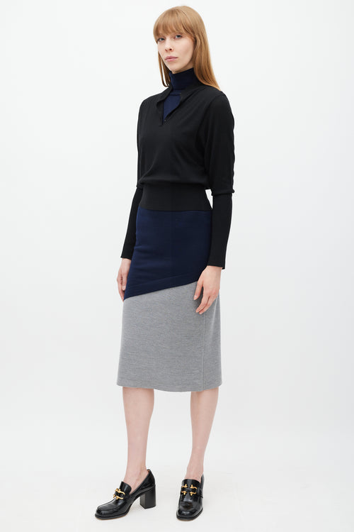 JW Anderson Black Navy & Grey Layered Sweater Dress