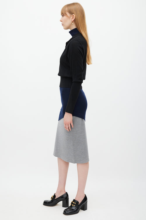 JW Anderson Black Navy & Grey Layered Sweater Dress