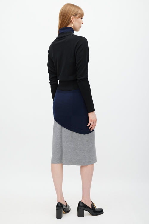JW Anderson Black Navy & Grey Layered Sweater Dress