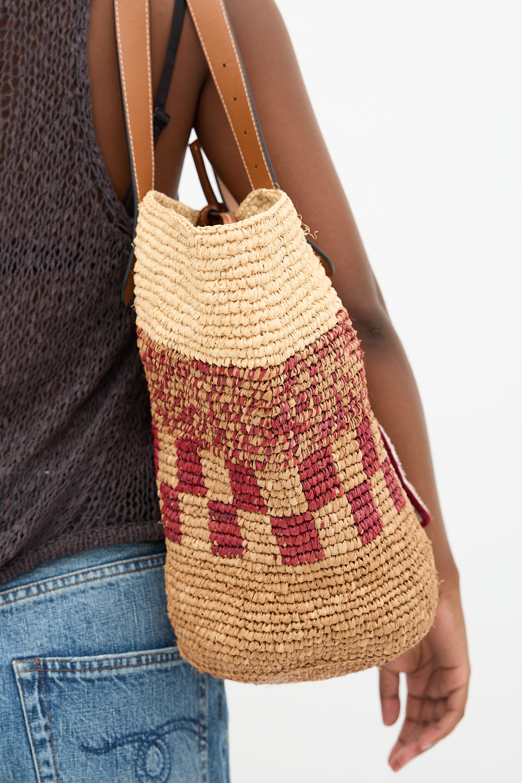 JW Anderson Raffia Patch Logo Belt Tote Bag
