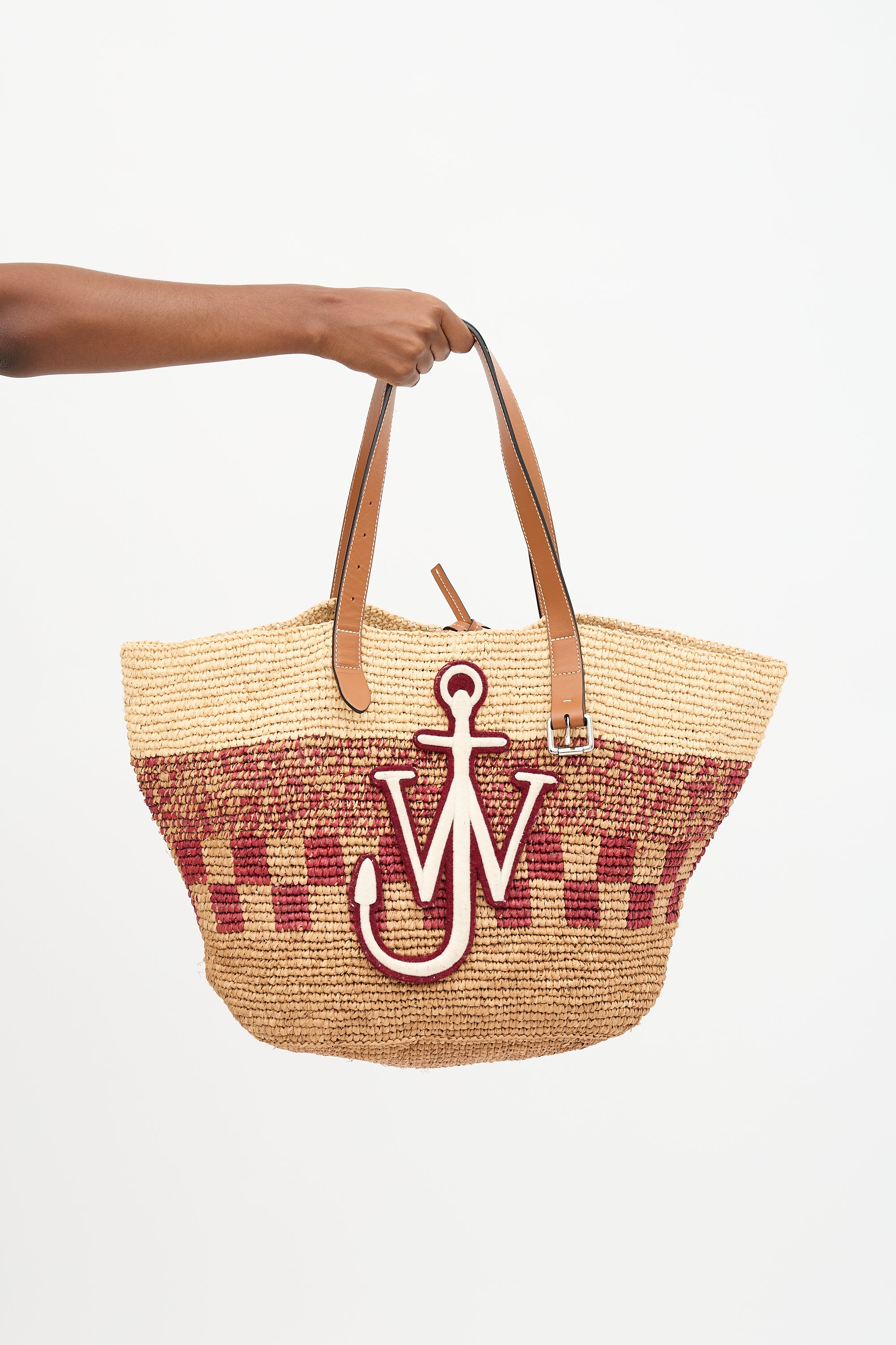 JW Anderson Raffia Patch Logo Belt Tote Bag
