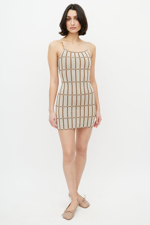 Jacquemus Brown & Gold Logo La Robe Maille Malha Dress