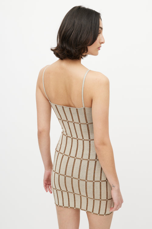 Jacquemus Brown & Gold Logo La Robe Maille Malha Dress
