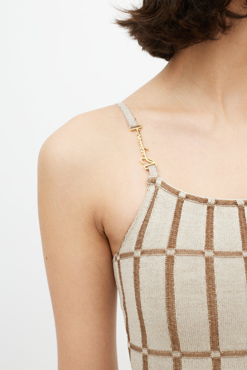 Jacquemus Brown & Gold Logo La Robe Maille Malha Dress