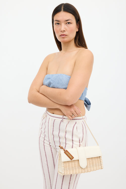 Jacquemus Beige & White Le Bambino Osier Wicker Bag