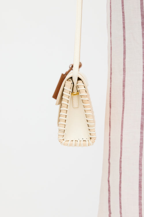 Jacquemus Beige & White Le Bambino Osier Wicker Bag