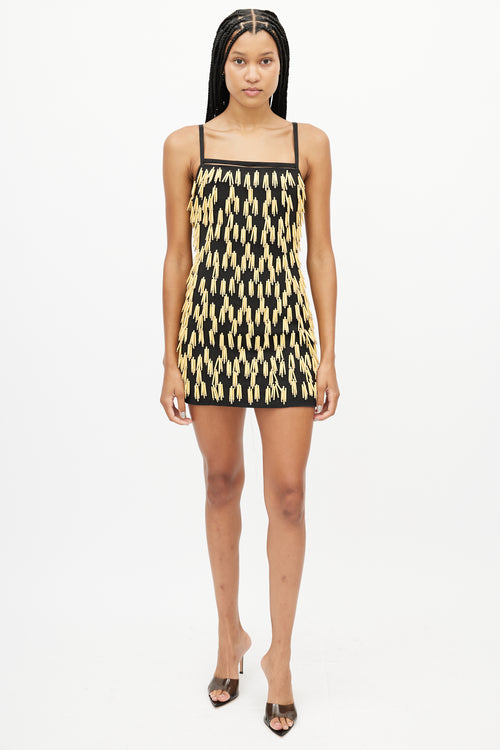 Jacquemus Black & Beige Beaded Fringe Dress