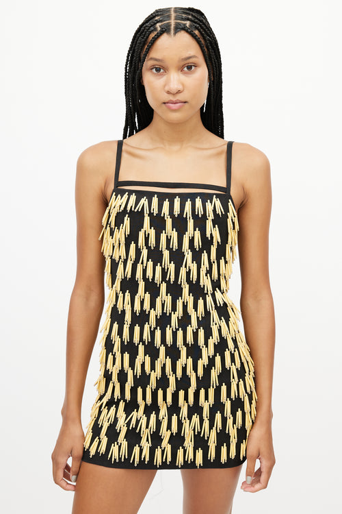 Jacquemus Black & Beige Beaded Fringe Dress