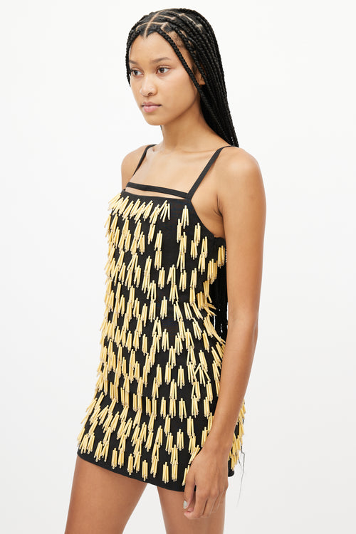 Jacquemus Black & Beige Beaded Fringe Dress