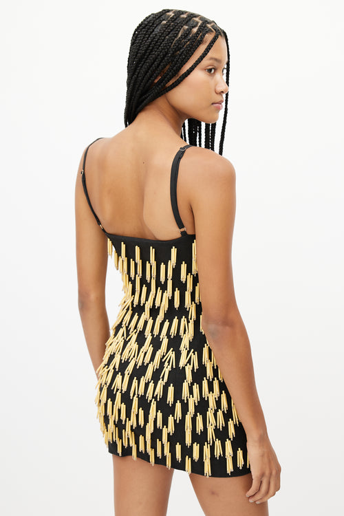 Jacquemus Black & Beige Beaded Fringe Dress