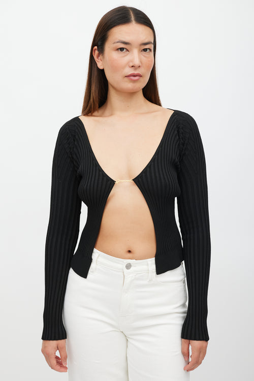 Jacquemus Black & Gold Ribbed Cut Out Top