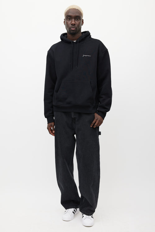 Jacquemus Black & White Embroidered Logo Hoodie